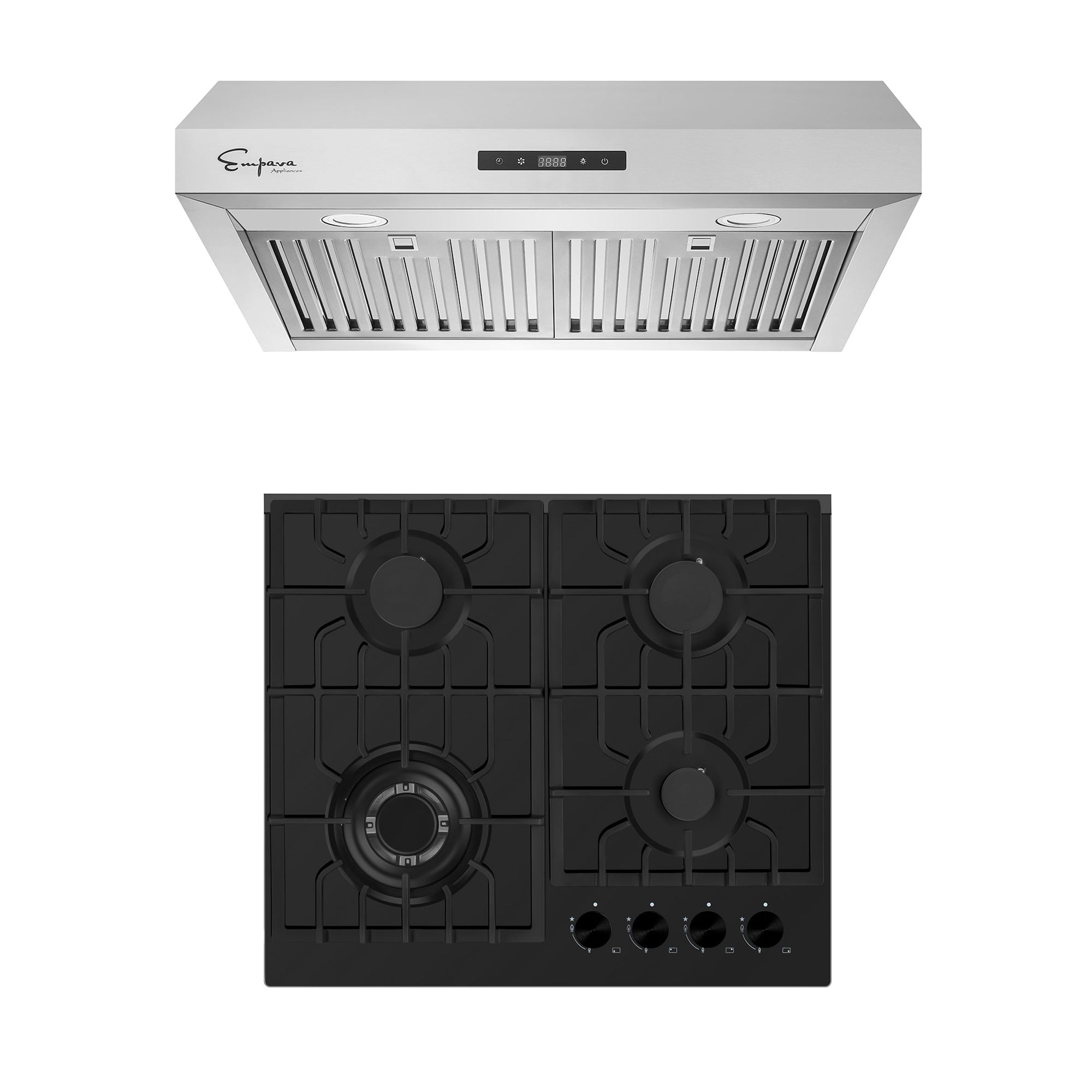 2 Piece Kitchen Appliances Packages w/ 24" Gas Cooktop & 30" Range Hoo