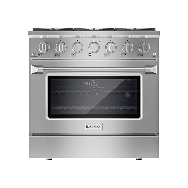 Empava 36GR08 36 In. Pro-Style Slide-In Single Oven Gas Range