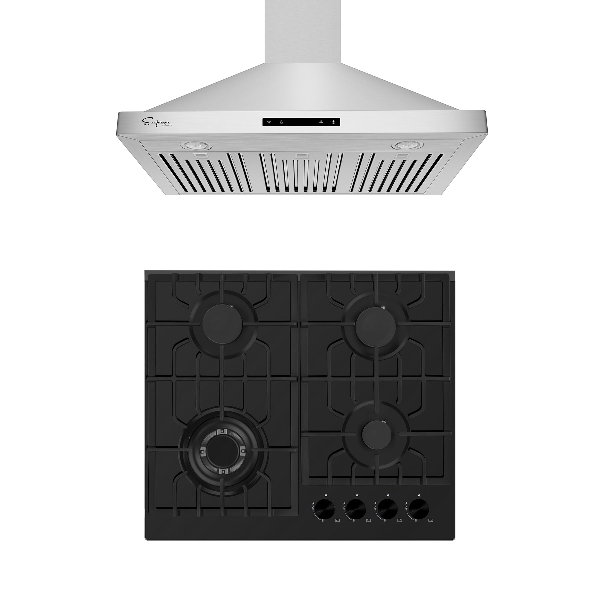 2 Piece Kitchen Appliances Packages w/ 24" Gas Cooktop & 30" Range Hoo