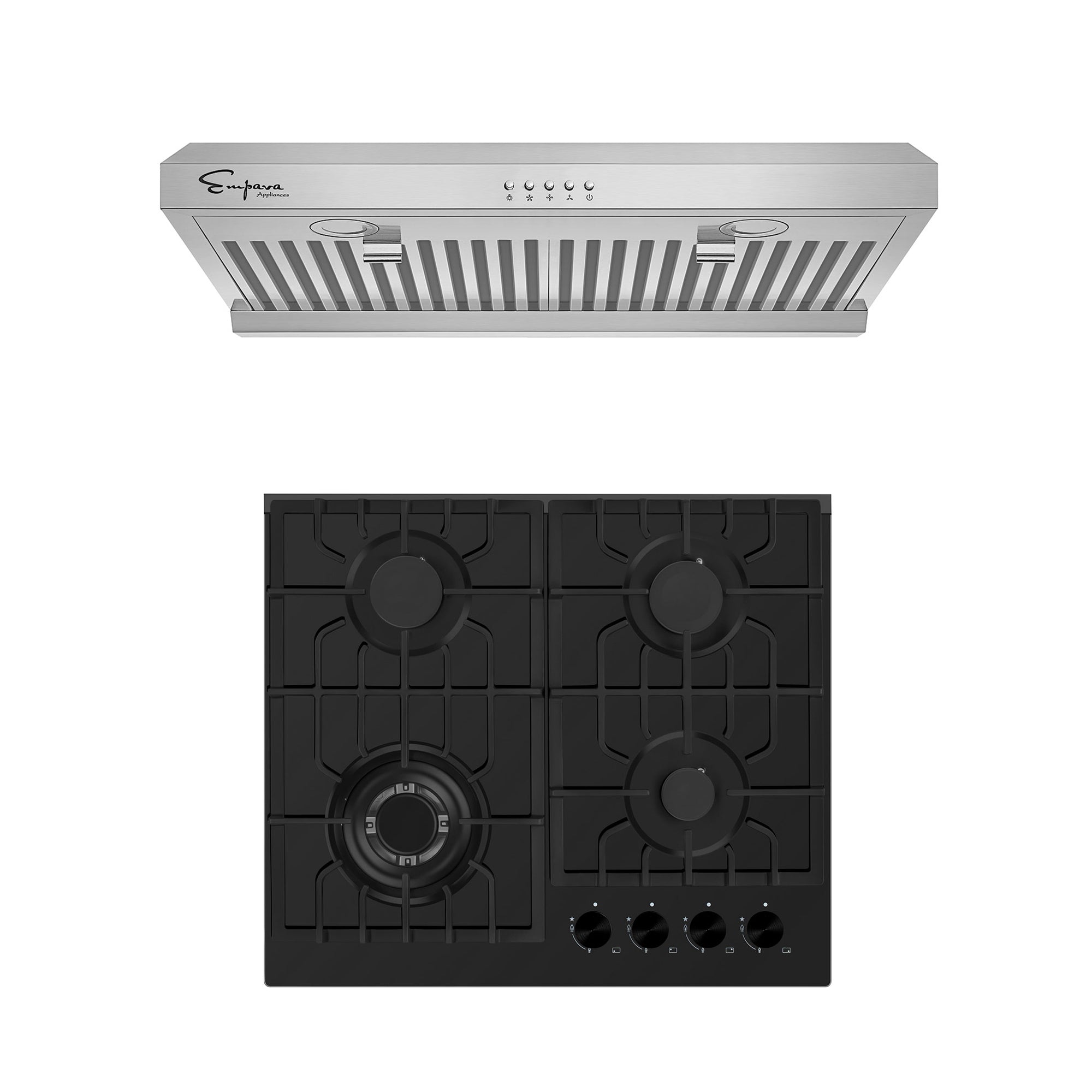 Gas Cooktop And Rangehood 24" Gas Cooktop & 30" Range Hood-24GC28 & 30RH08 – Empava Appliances