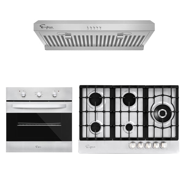 3 Pcs Kitchen Bundle Including 24" Electric Oven & 30" Gas Cooktop & 30" Range Hood -24WOB14 & 30GC38& 30RH08
