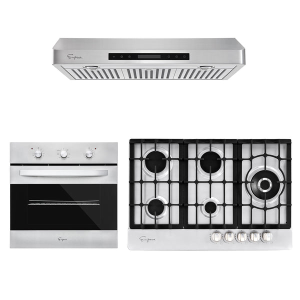 3 Pcs Kitchen Bundle Including 24" Electric Oven & 30" Gas Cooktop & 30" Range Hood -24WOB14 & 30GC38& 30RH13