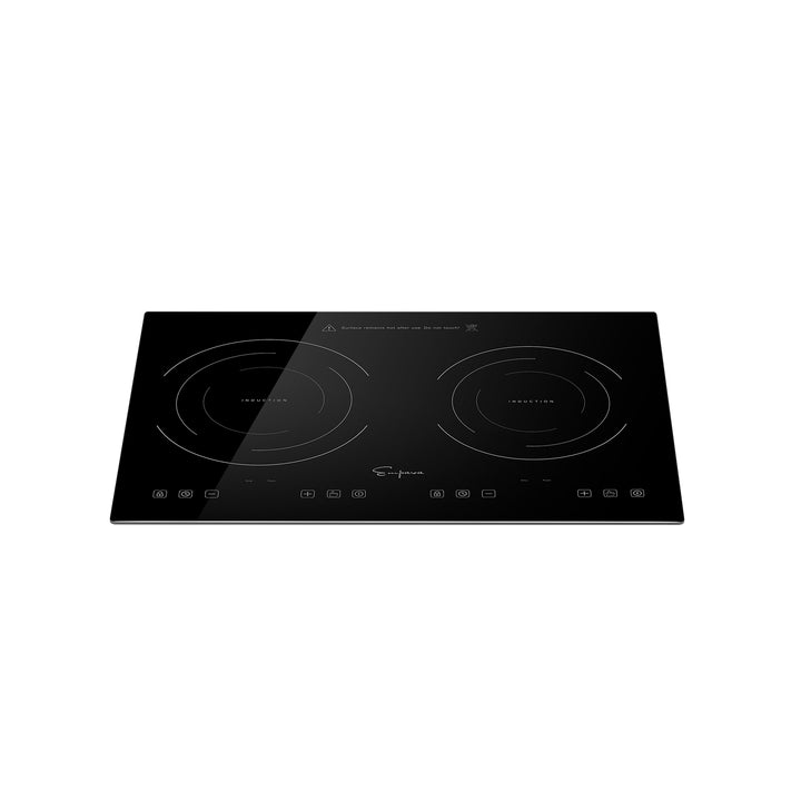 Empava Electric Stove Induction Cooktop Horizontal with 2 Burners in Black Vitro Ceramic Smooth Surface Glass 120V 12 inch